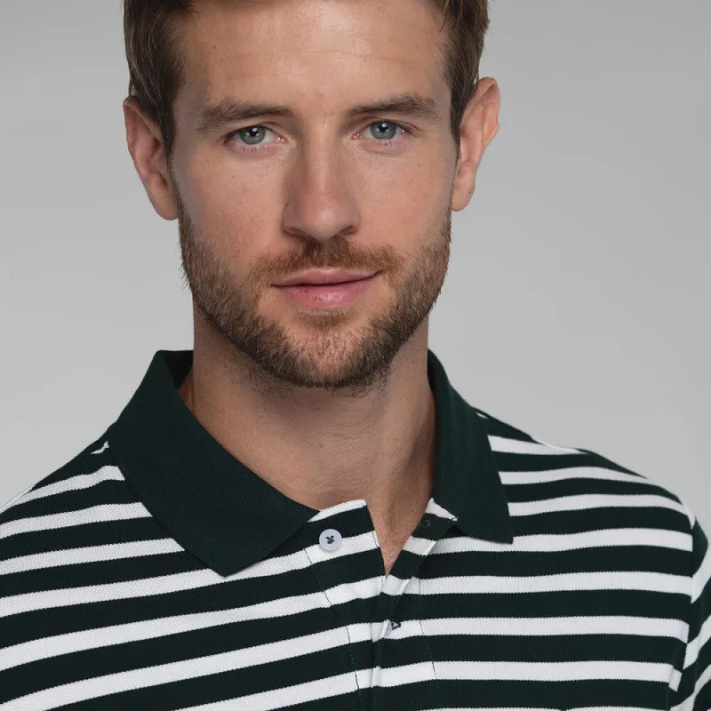 Schoffel Mens St Ives Polo Shirt Green Stripe-2